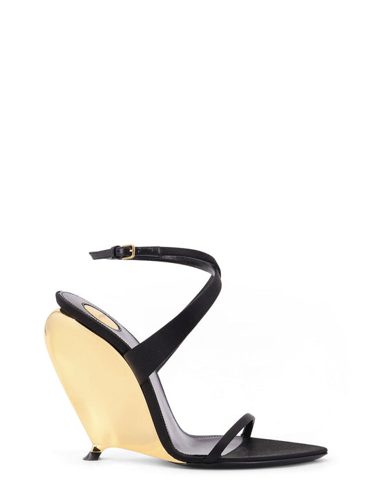 Tallulah 110 Satin Sandals With Sculptural Wedge Heel