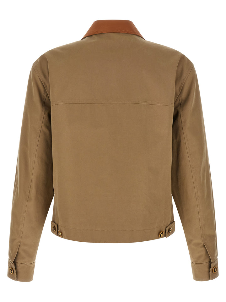 Versace Canvas Jacket Puffer Jackets - Beige | 356d309f4169423c9e155b6e8d51c7e3d3366485