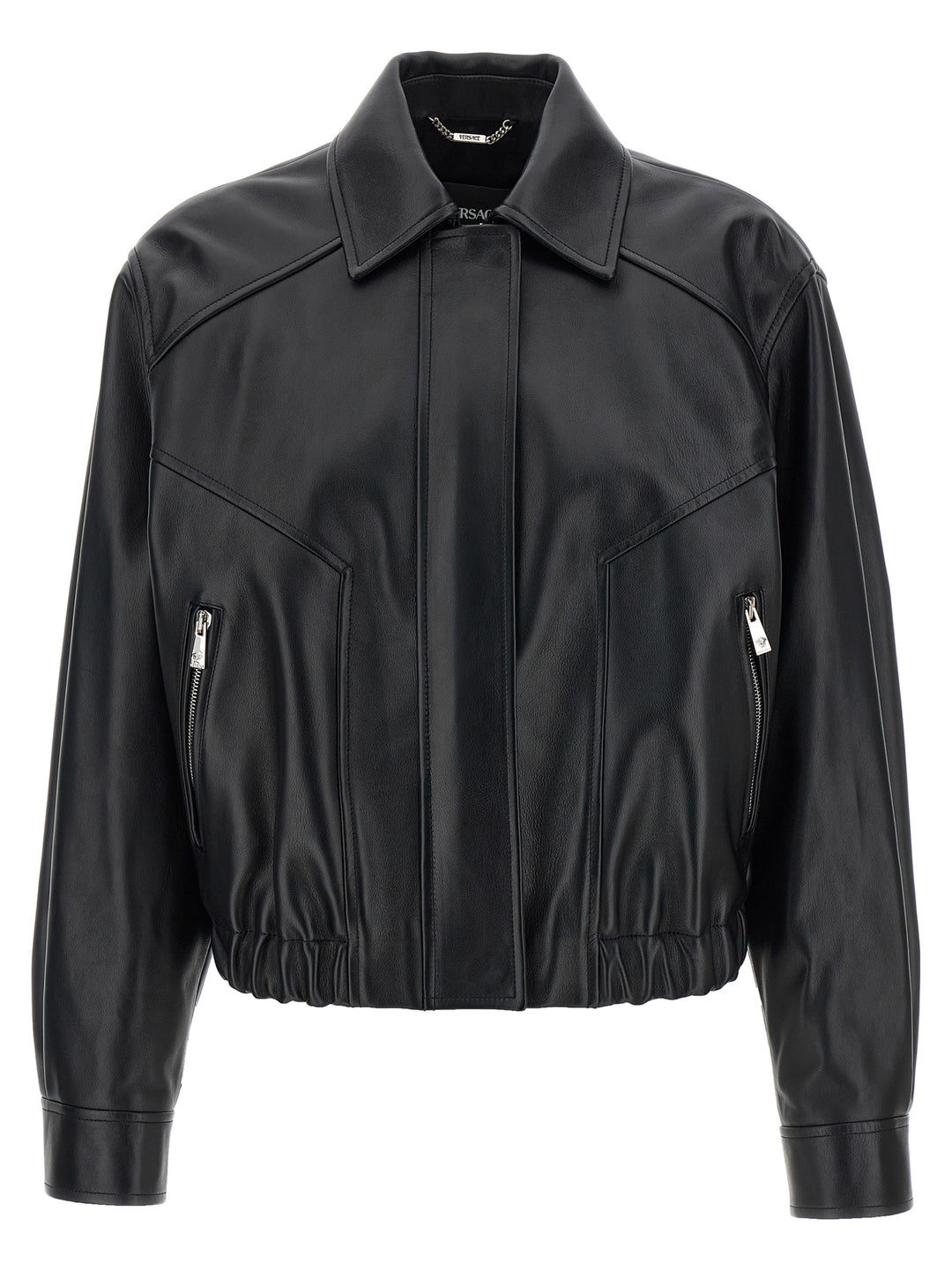 Versace Leather Blouson Puffer Jackets - Black | 8c1f6ad9e8fc38fa5217e0e9140ff7d90f49d07c