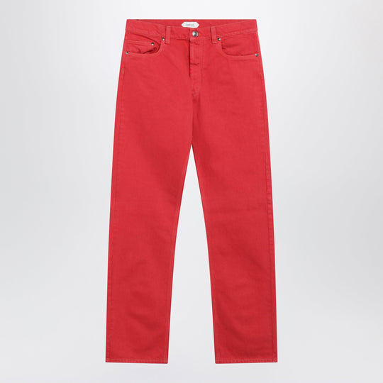 Straight-Leg Cotton Denim Jeans In Red
