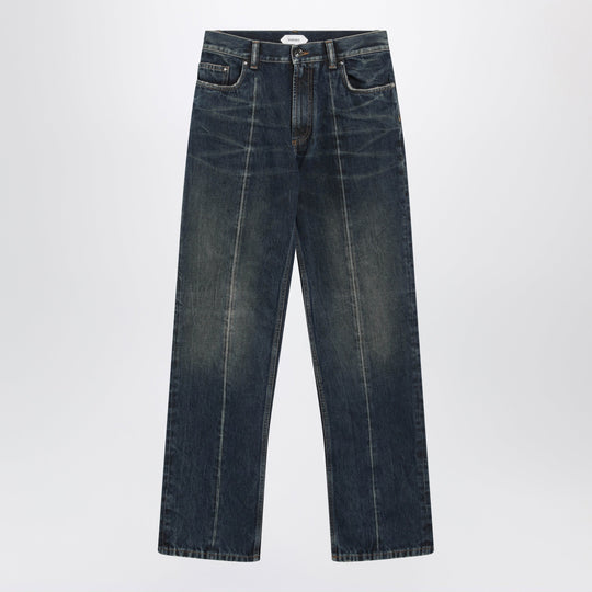 Straight-Leg Stonewashed Cotton Denim Jeans In Blue