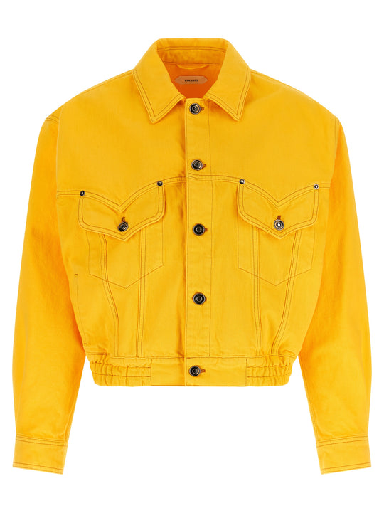 Over Denim Bluson Puffer Jackets Yellow
