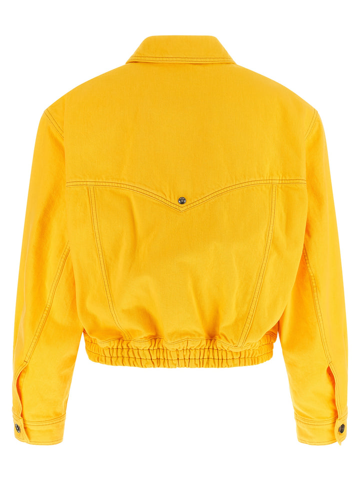 Versace Over Denim Bluson Puffer Jackets - Yellow | f639d073a9066d7962716c1bef9066a809c3b6e3