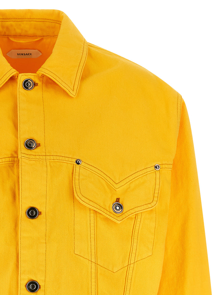 Versace Over Denim Bluson Puffer Jackets - Yellow | 5ac0e67e2cb093f74cb64d8ecb87f2c234fcfcb5
