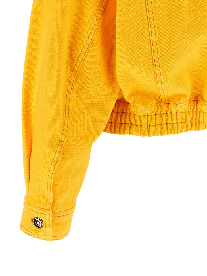 Versace Over Denim Bluson Puffer Jackets - Yellow | 044a3a5bf7d2e1aff875d113fb5917656e15af7a