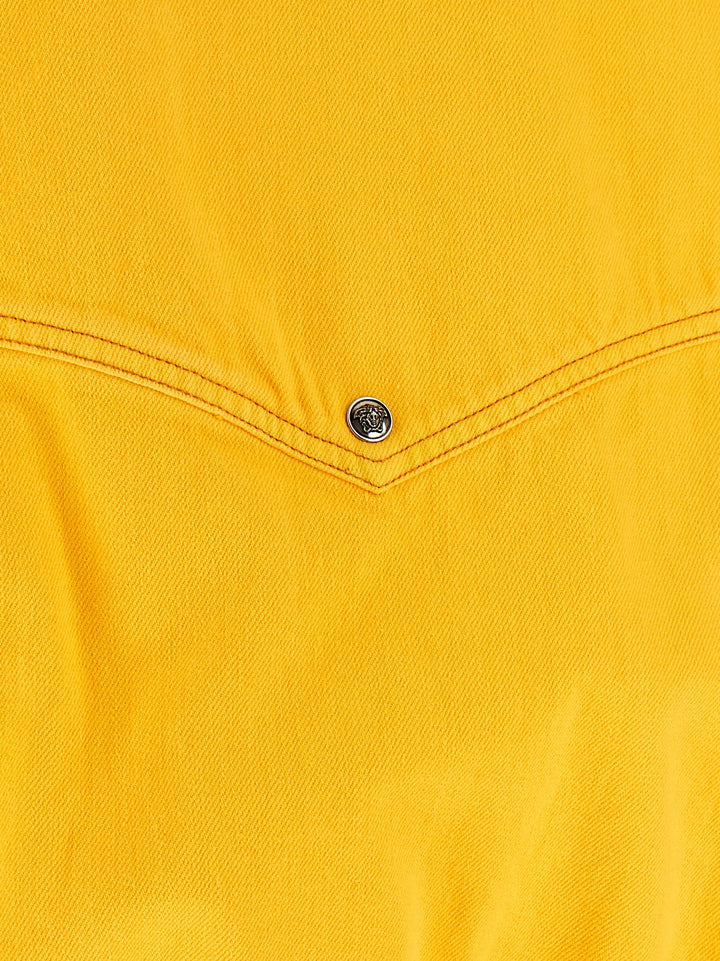 Versace Over Denim Bluson Puffer Jackets - Yellow | ffda1fc1b62ba4a7ad098ff8f32c333e0fb108a4