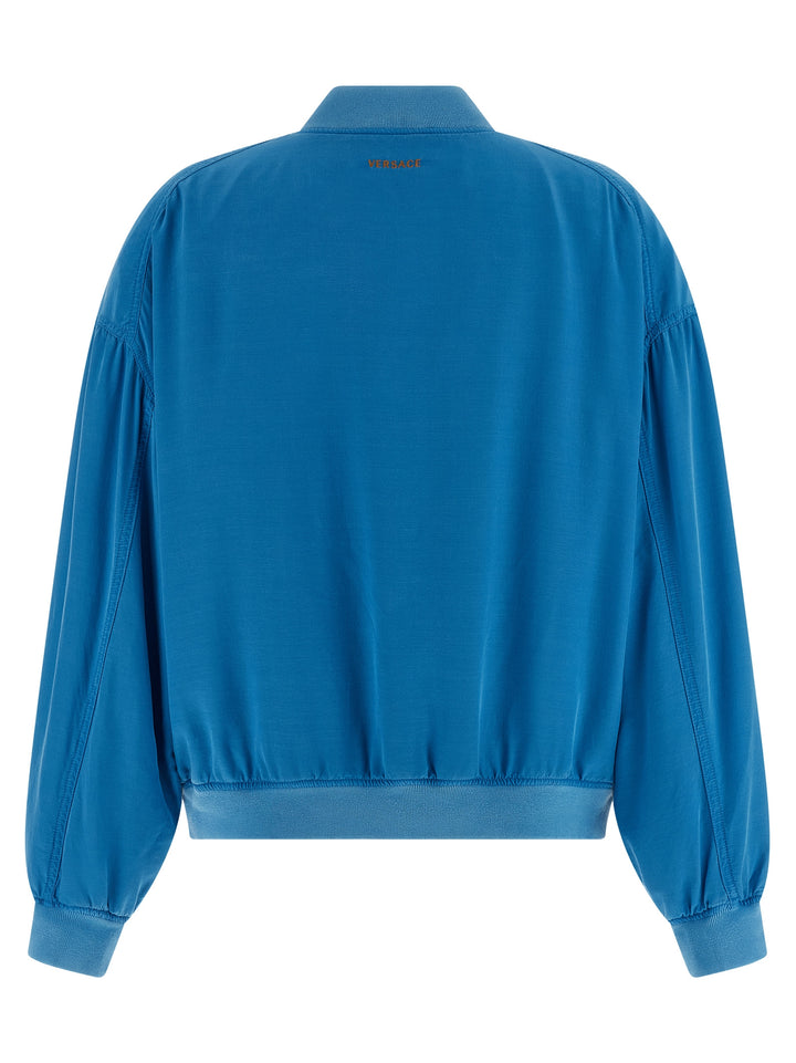Versace Silk Poplin Blouson Puffer Jackets - Light Blue | eefd02384b61656d941d6a1851b9e3df079151d0