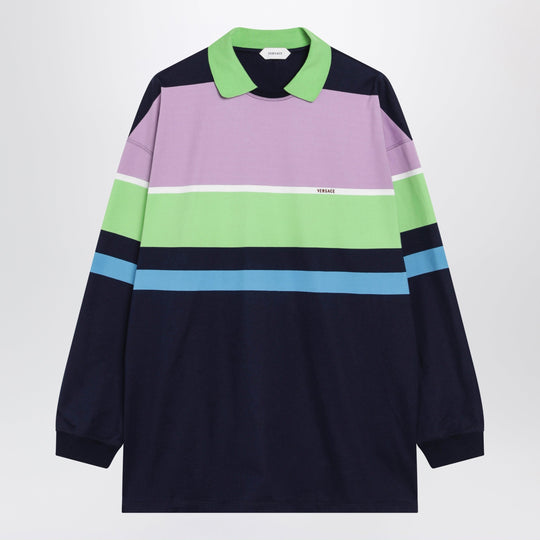 Color-Block Striped Long-Sleeve Cotton Mini Dress