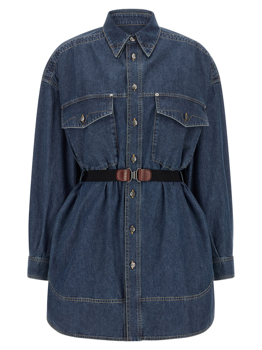 Chambray Denim Dress Dresses Blue