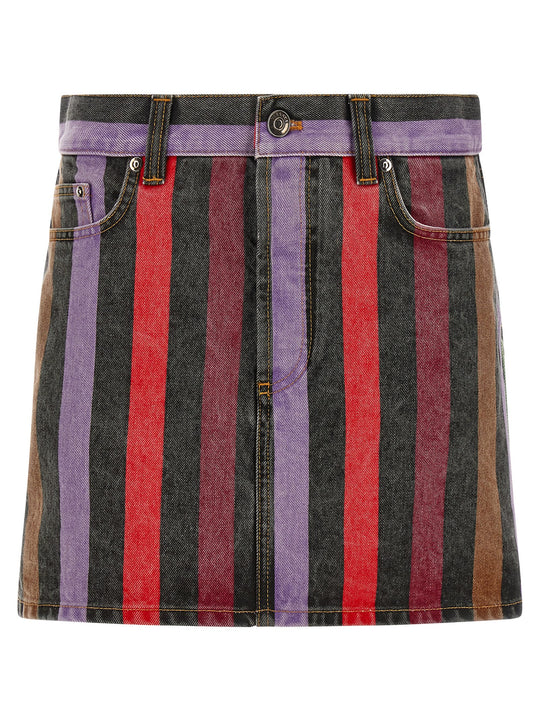Striped Denim Skirt Skirts Multicolor