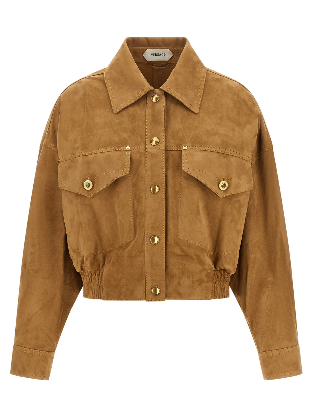 Versace Suede Blouson Puffer Jackets - Brown | 4e31a7e44fe852cb6fa3528b63ed80488aa2cd4f