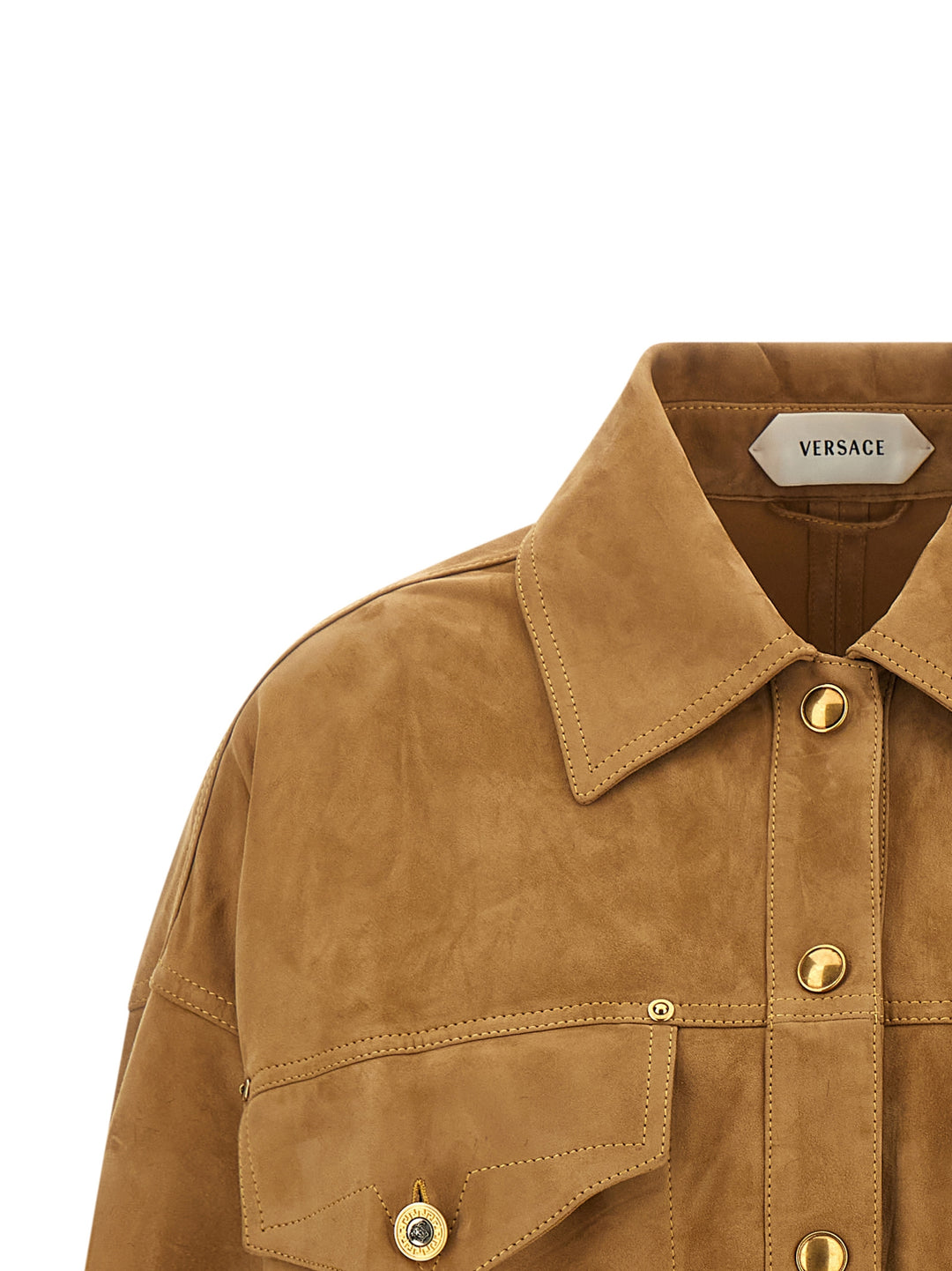 Versace Suede Blouson Puffer Jackets - Brown | 075a779c4f4a11e4a99048c03fd95f951a52b8f9