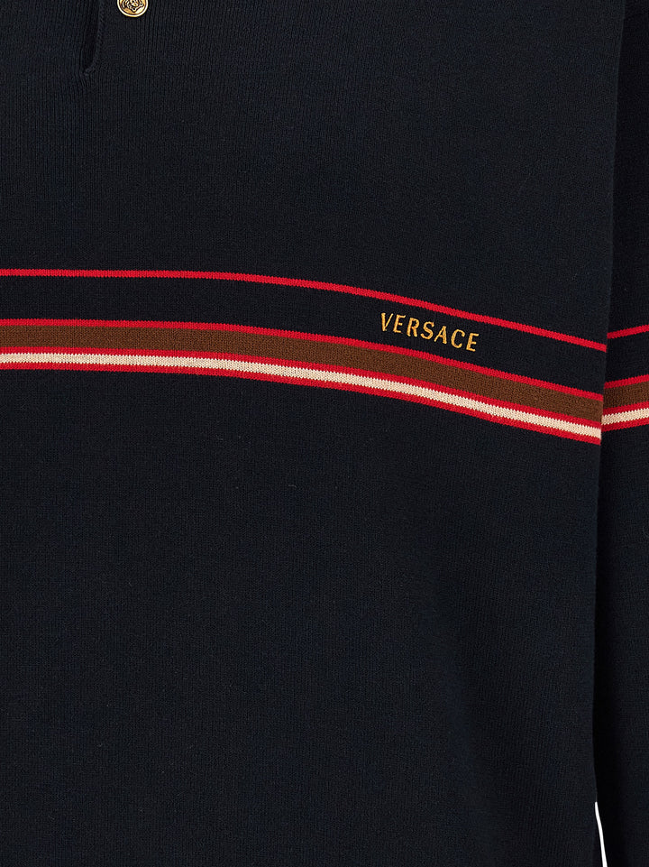 Versace Inlaid Striped  Shirt Polo - Blue | a9582e2b429b32a02c2c03a70c9797304e520467