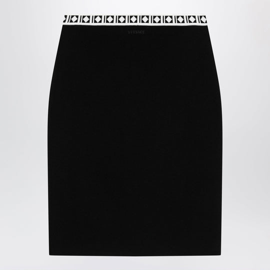 Jacquard Viscose-Blend Midi Skirt In Black