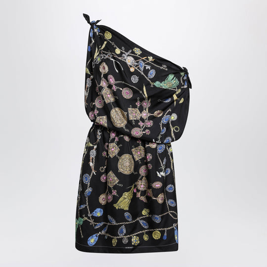 Black Printed Silk Twill Dress