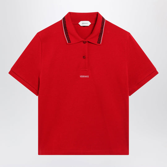 Lipstick Red Cotton Piqué Polo With Embroidered Logo