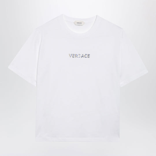 Slim Cotton Jersey T-Shirt With Embroidered Logo, White