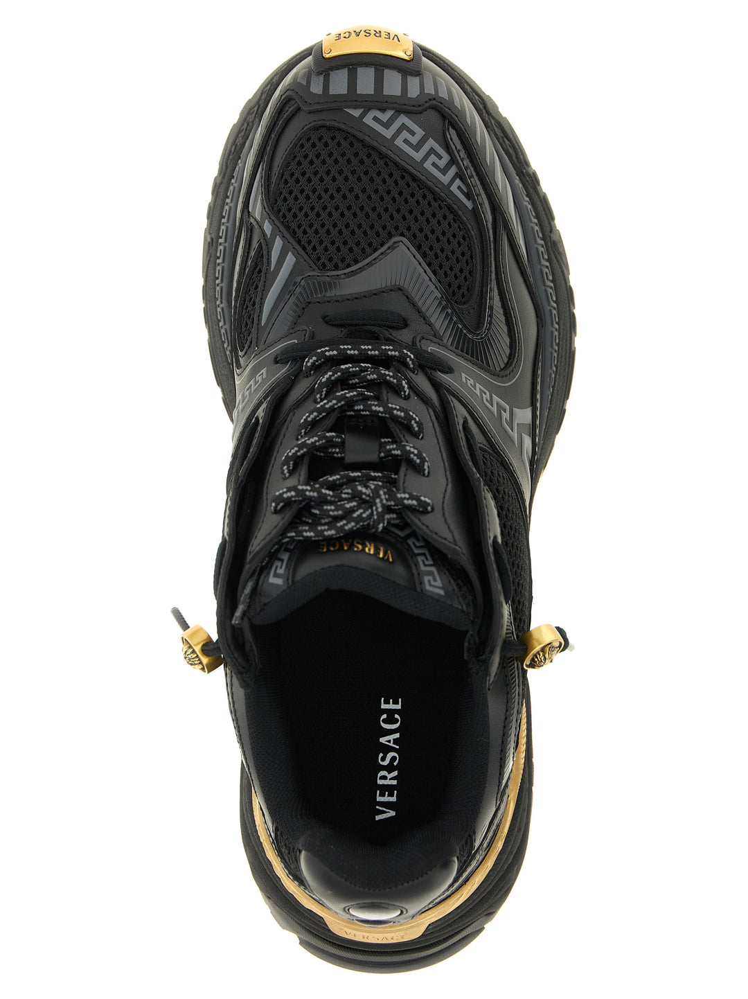 Versace Mesh And Leather Sneakers - Multicolor | bc9b451dec416fe9800bed5708928f21ad9eb21c