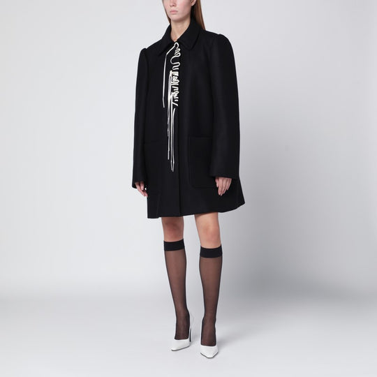 Black Coat With Embroidery Detail