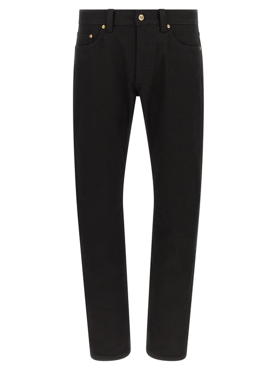 Medusa Embroidery Jeans Black