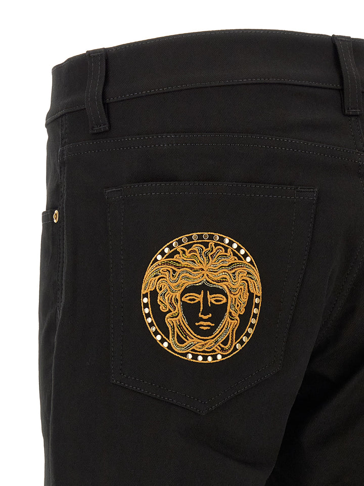 Versace Medusa Embroidery Jeans - Black | 44a6feae2a339e280c1dc427d8275eb4de98c233