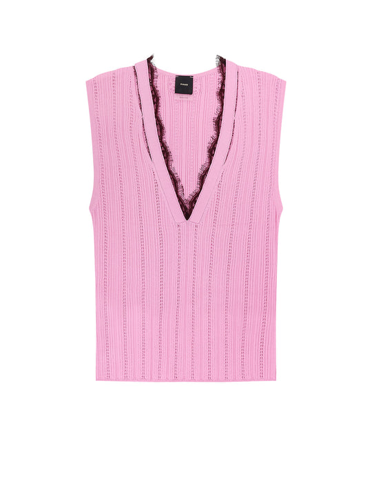 Montanaia Sleeveless Ribbed Viscose Blend Sweater