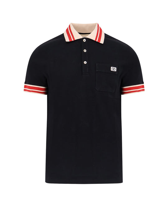 Cotton Polo Shirt With Contrasting Profiles