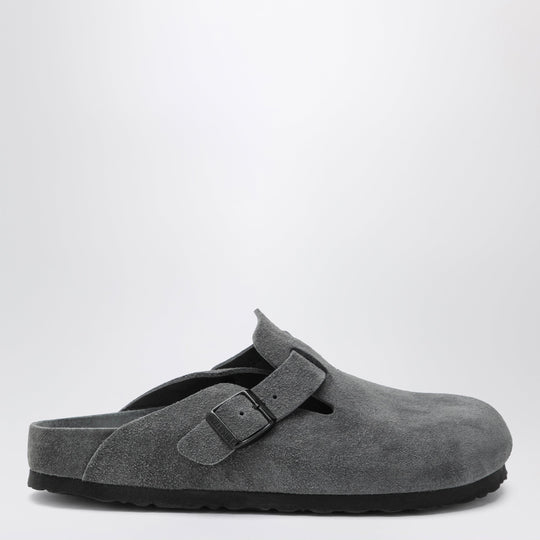 Boston Suede Clogs In Charcoal
