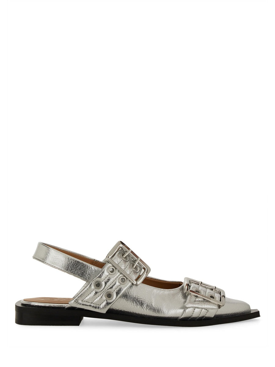 Ganni Flat Shoes - Silver | Wanan Luxury