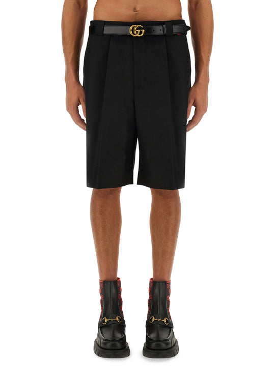 Wool Blend Twill Shorts