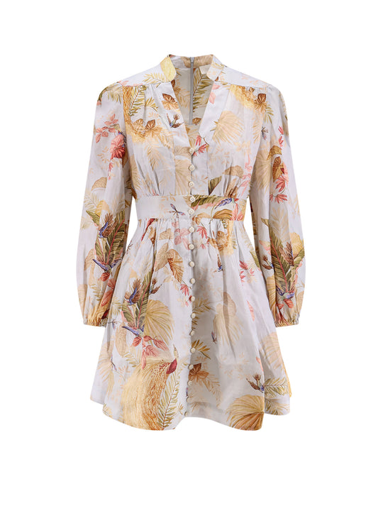 Ascension Plunge Linen Short Dress