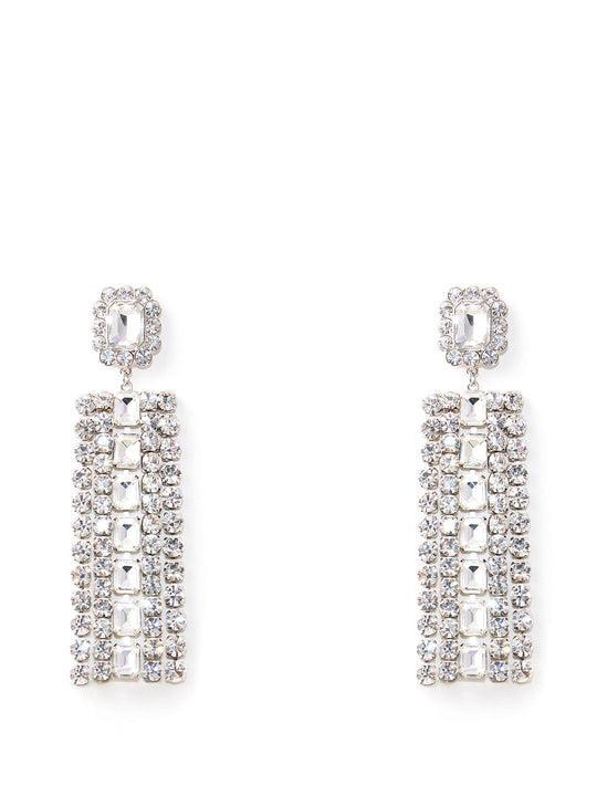 Brass Earrings With Pendant Crystals