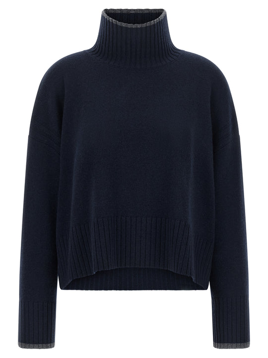 Turtle-Neck Sweater Sweaters And Cardigans Blue