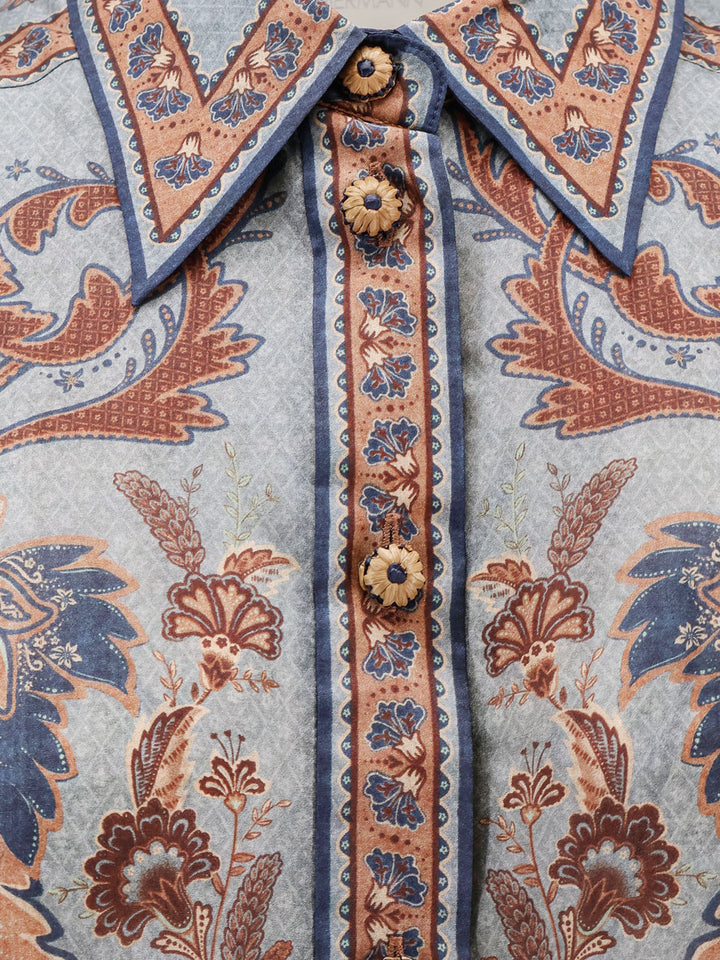 Zimmermann Shirts - Blue/Cream Indienne Floral | 422abccad1764f78c71e6e7a7d1be9e1505ccb2a