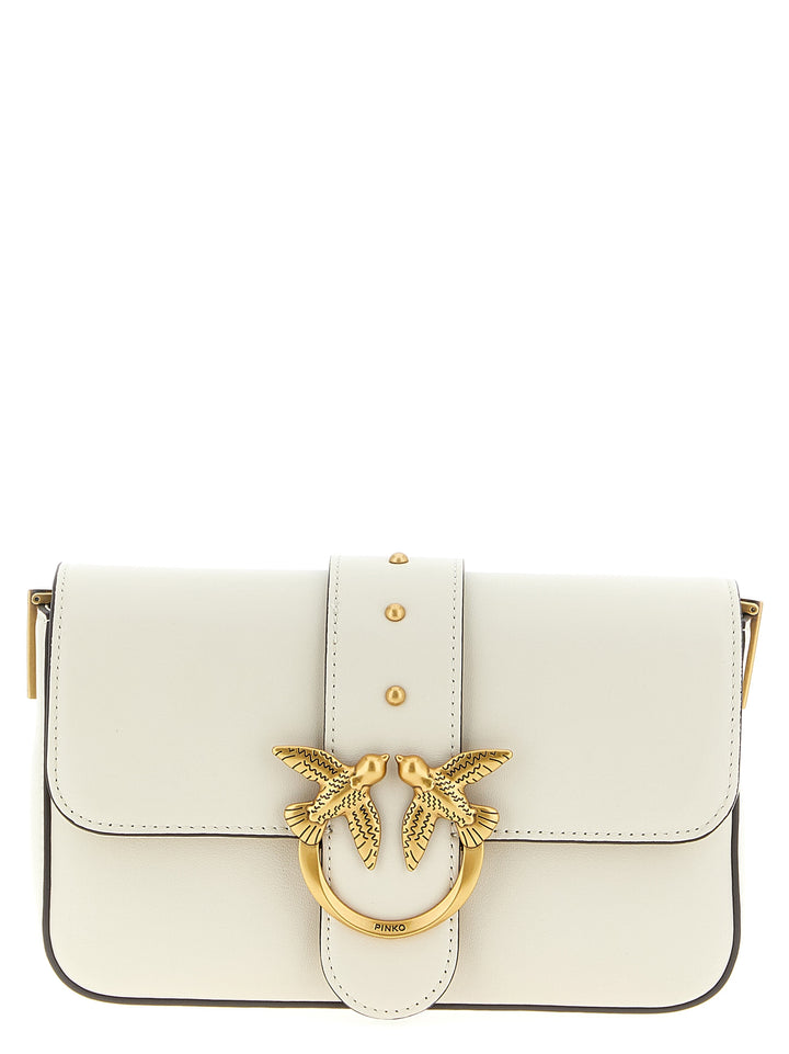 Pinko Mini Love Slouchy Shoulder Bags - White | f604754f0477ea8c61eb9045a6962d765adf2b59