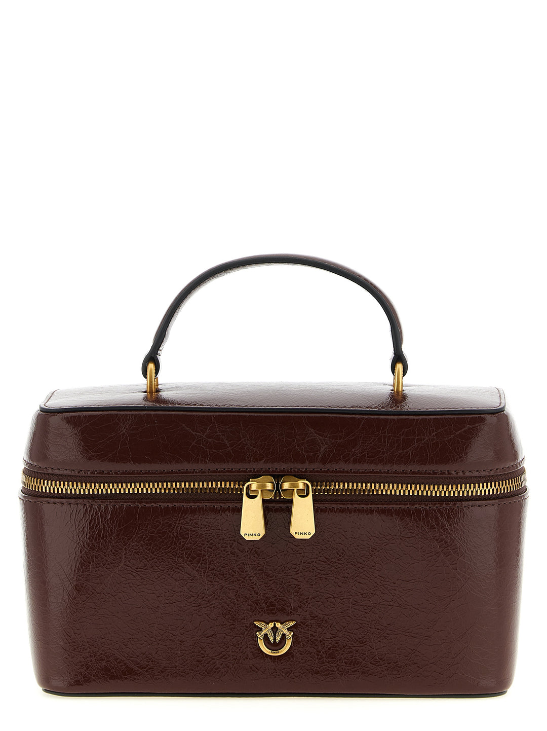 Pinko Crumpled Effect Leather Handbag Hand Bags - Brown | 08f08093bbe9d7d1fc1dc91ed34a66dcba8fe997