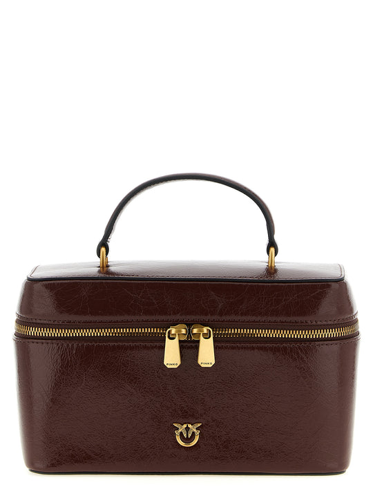 Crumpled Effect Leather Handbag Hand Bags Brown