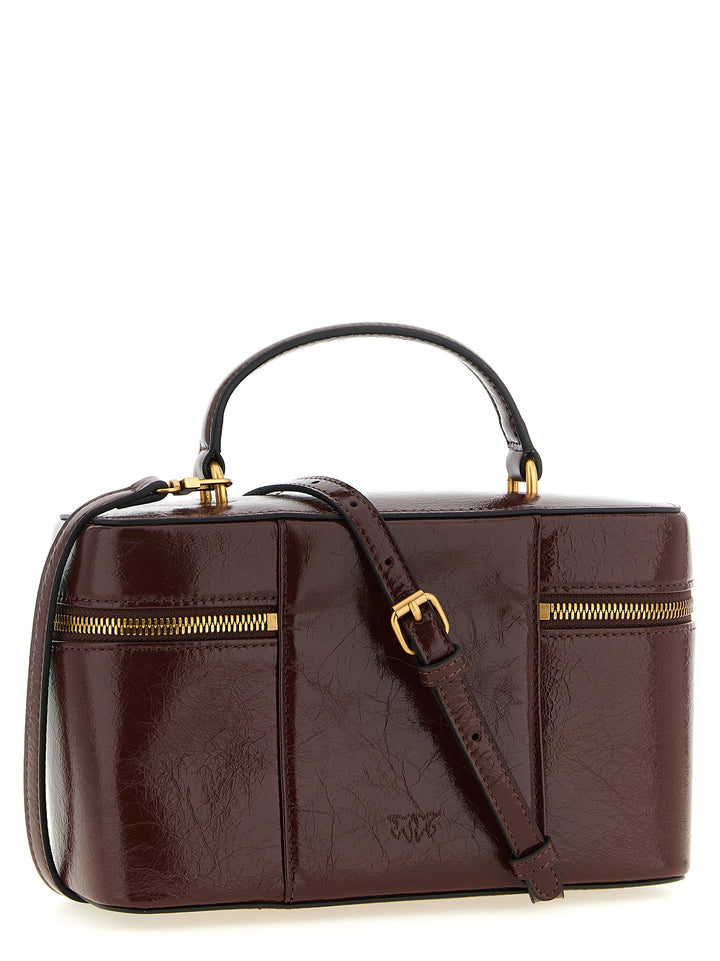 Pinko Crumpled Effect Leather Handbag Hand Bags - Brown | 1b905c5b97c72d36a4dde2d5bbb99d20c1d5897a