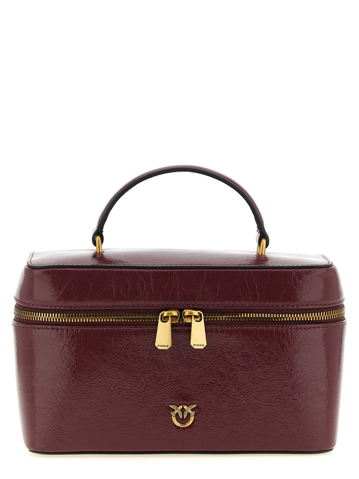 Pinko Crumpled Effect Leather Handbag Hand Bags - Bordeaux | 70bbab51ba1446f3d5293c9efb44b80fc7c205f7