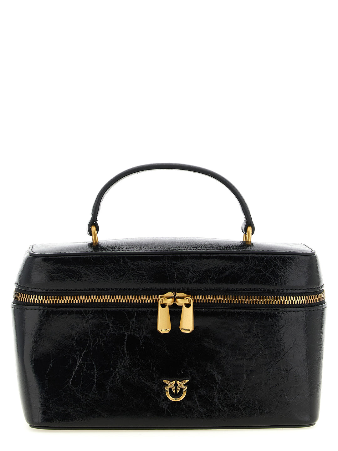 Pinko Crumpled Effect Leather Handbag Hand Bags - Black | 81993f9789b4eb4d48e0b5507780dc50e63187b4