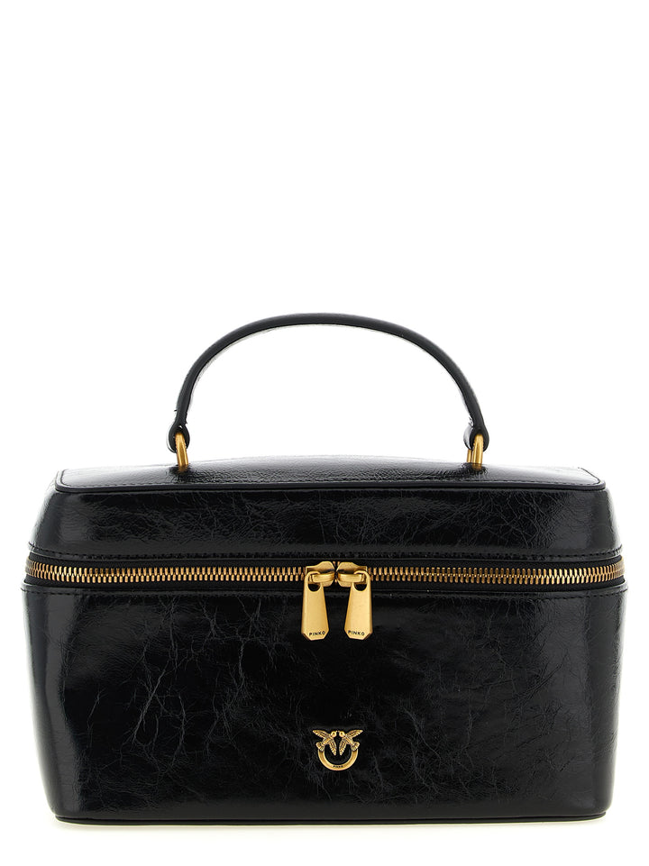 Pinko Crumpled Effect Leather Handbag Hand Bags - Black | 81993f9789b4eb4d48e0b5507780dc50e63187b4