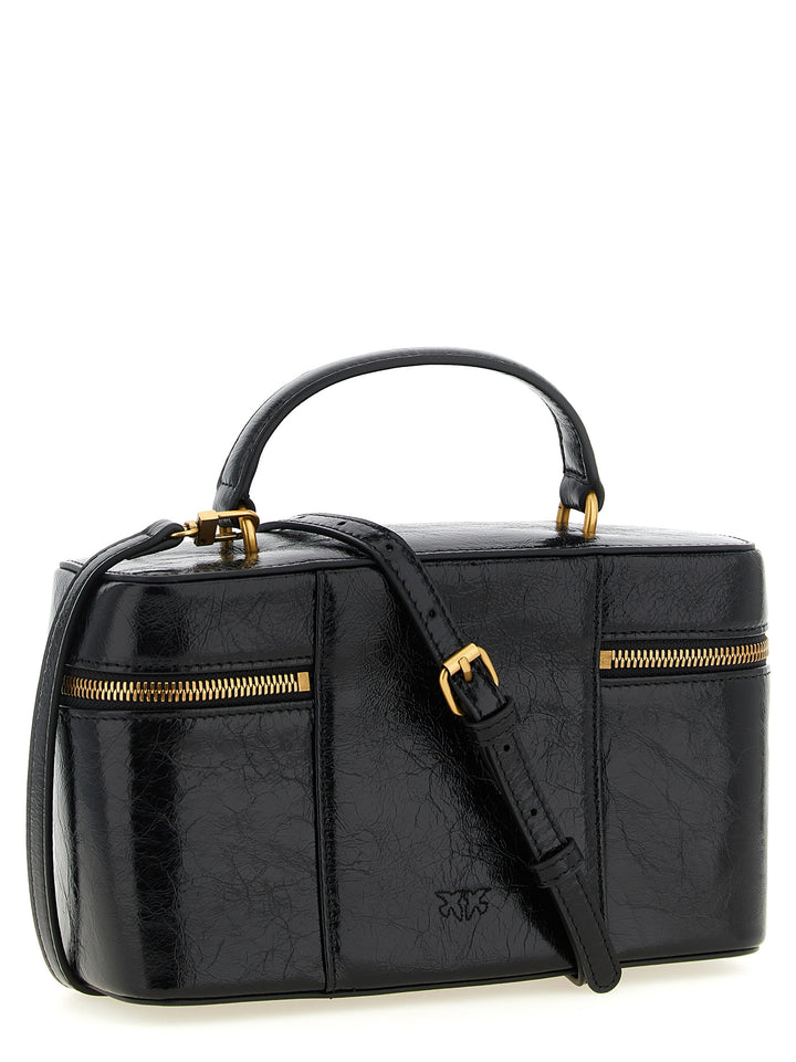 Pinko Crumpled Effect Leather Handbag Hand Bags - Black | 1b68ba47d1fbf2e8c4616bfca01c63d64e09cd31