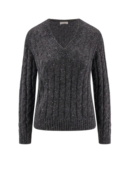 Wool Blend Sweater With All-Over Sequins