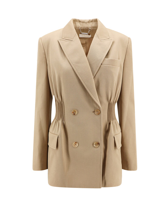 Virgin Wool Blazer With Pleated Detail