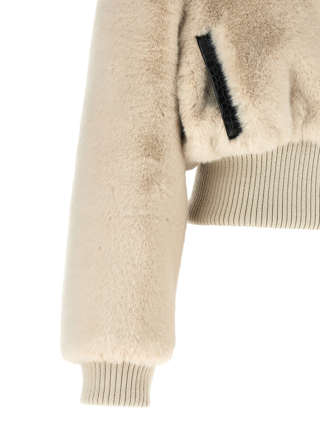 Pinko Cropped Jacket Fur - Beige | 8d7278cad5372fff69b88607dee2f673f69f82ee