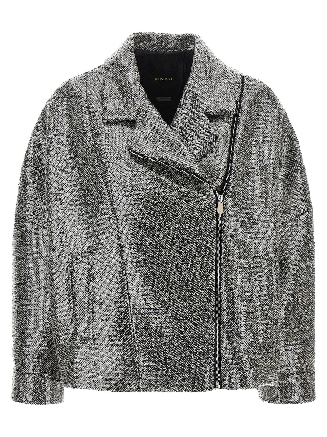 Pinko Sequin Caban Puffer Jackets - Silver | 9974f490cca09c301673f7ecdbc6f2e0b7662432