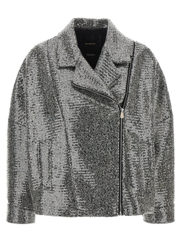 Pinko Sequin Caban Puffer Jackets - Silver | 9974f490cca09c301673f7ecdbc6f2e0b7662432