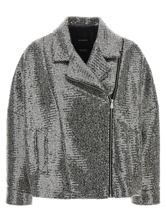 Sequin Caban Puffer Jackets Silver