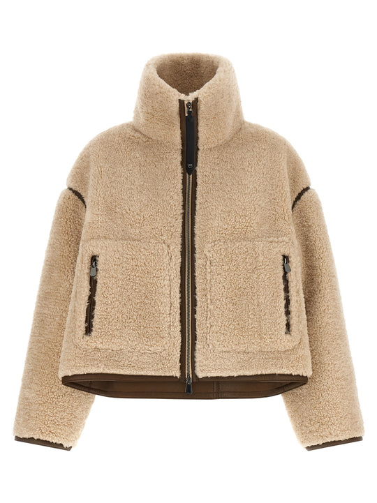 Teddy Cropped Jacket Fur Beige