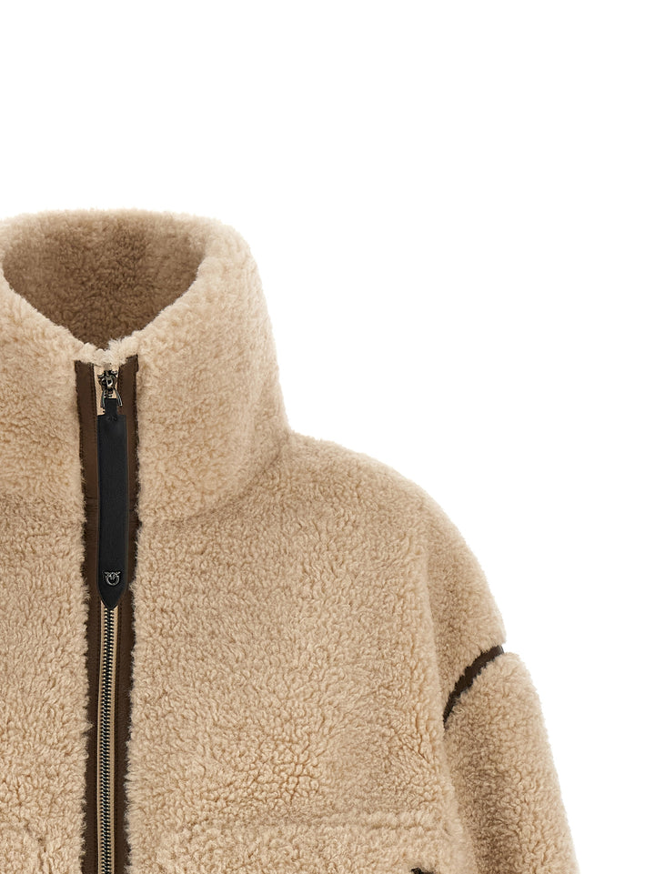 Pinko Teddy Cropped Jacket Fur - Beige | 9cf0dd9a5d72fe366f79de72929b89fb83de33a4